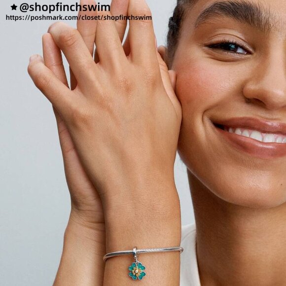 Pandora Spinnable Four Leaf  Diamond Dangle Charm - Picture 4 of 6